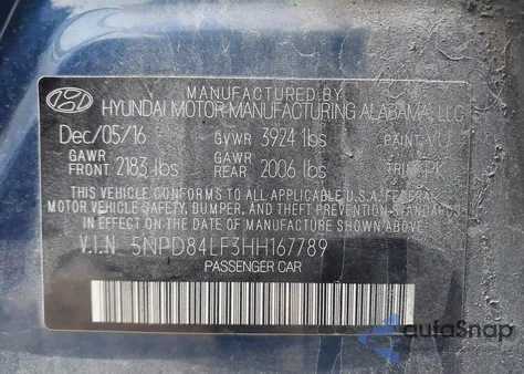 2017 Hyundai Elantra Se z USA, uszkodzony, nr VIN 5NPD84LF3HH167789